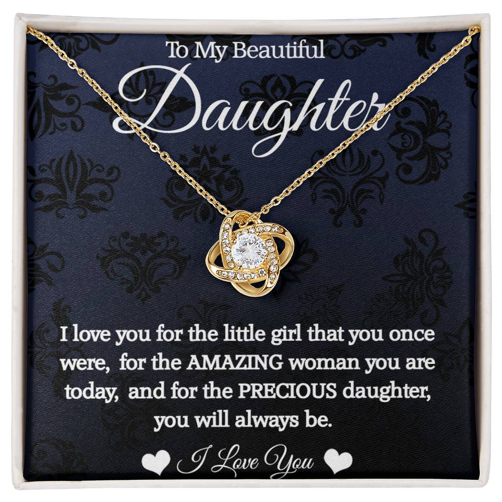 To My Beautiful Daughter - I love you - Love Knot Necklace