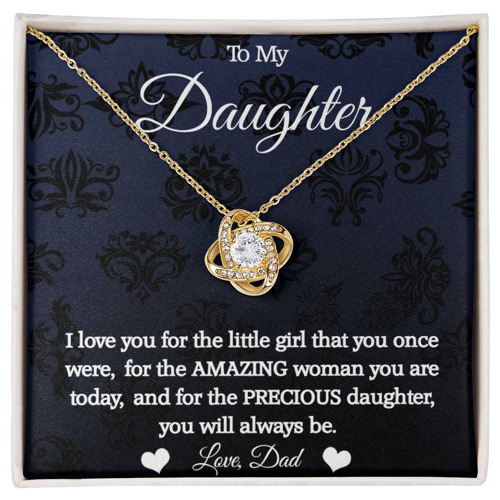 To My Daughter - I love you - Love Knot Necklace - Dad