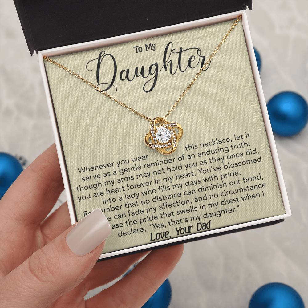 To My Daughter - Whenever you wear this - Love Knot Necklace