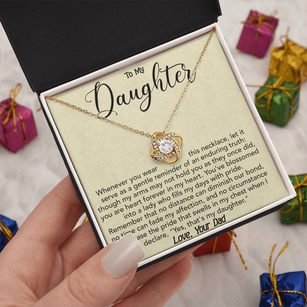 To My Daughter - Whenever you wear this - Love Knot Necklace