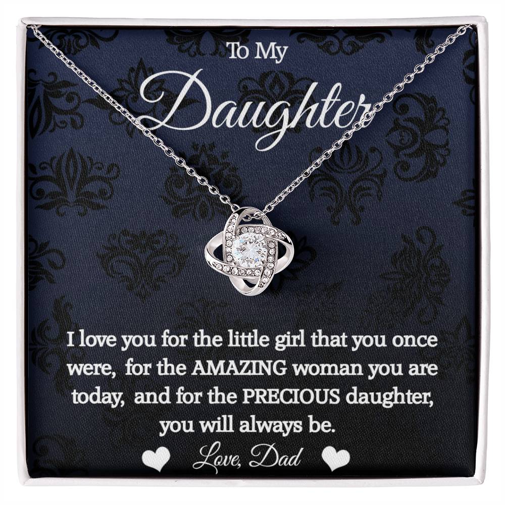 To My Daughter - I love you - Love Knot Necklace - Dad