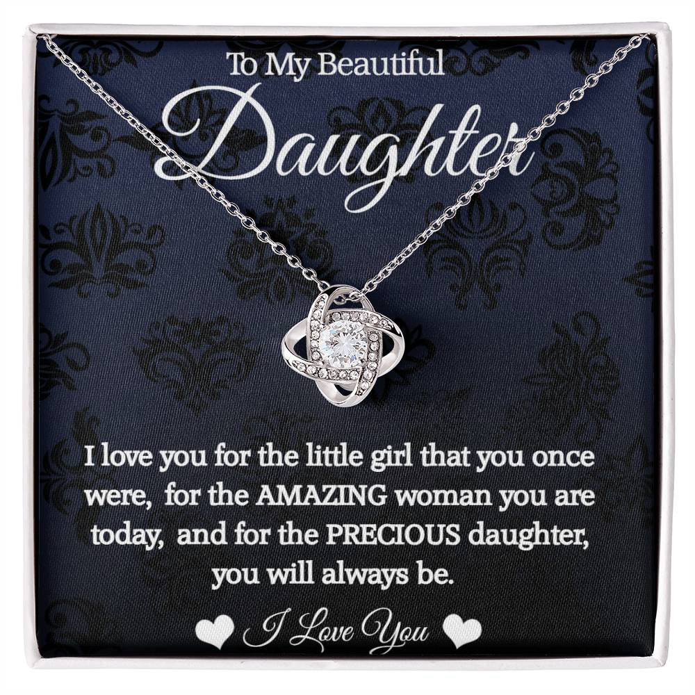 To My Beautiful Daughter - I love you - Love Knot Necklace