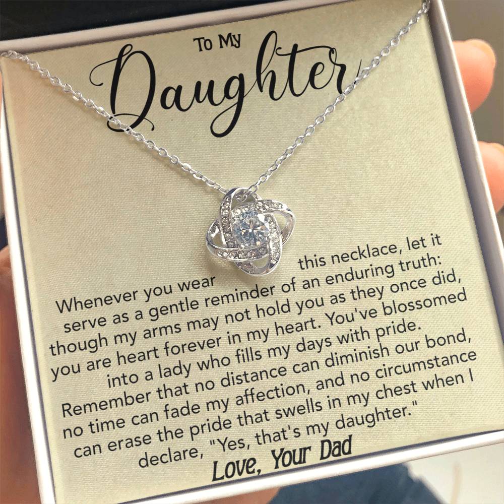 To My Daughter - Whenever you wear this - Love Knot Necklace