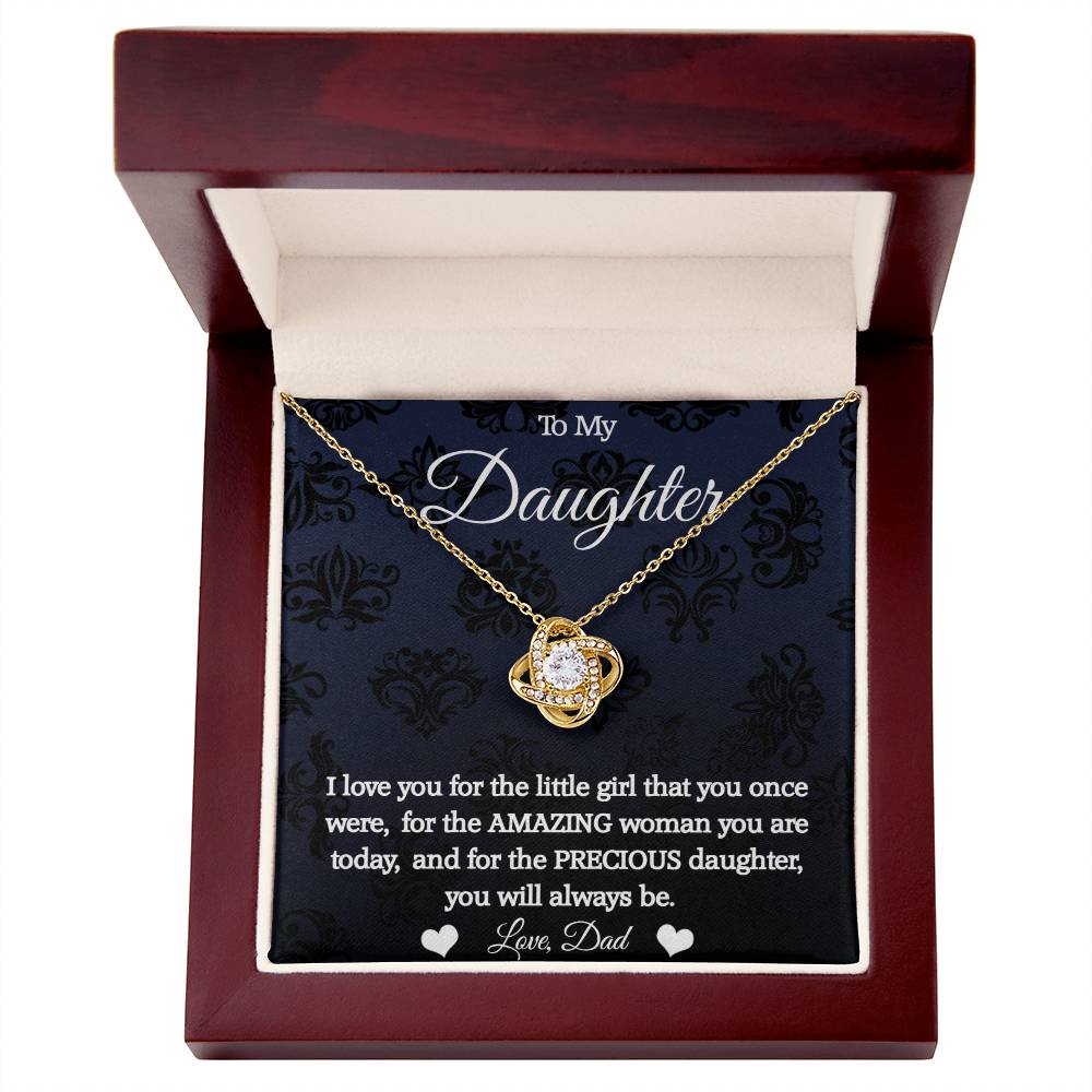 To My Daughter - I love you - Love Knot Necklace - Dad