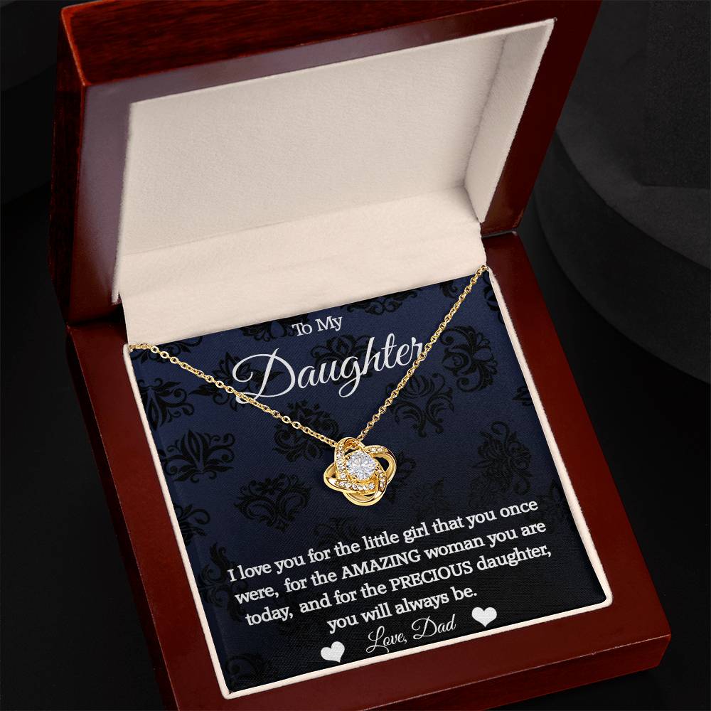 To My Daughter - I love you - Love Knot Necklace - Dad