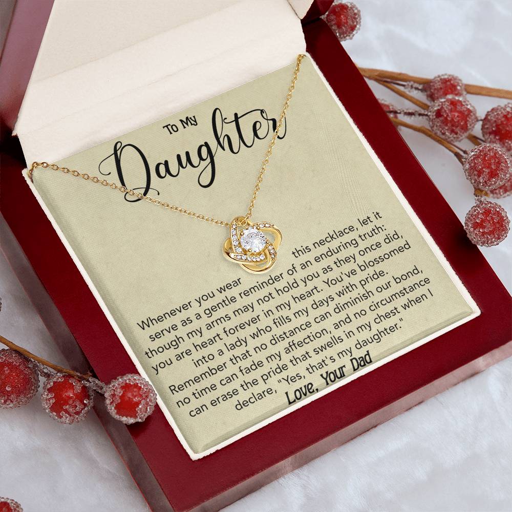 To My Daughter - Whenever you wear this - Love Knot Necklace