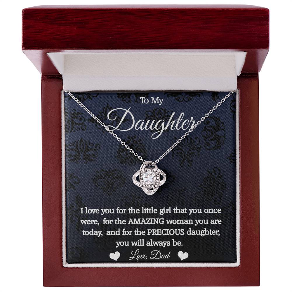 To My Daughter - I love you - Love Knot Necklace - Dad