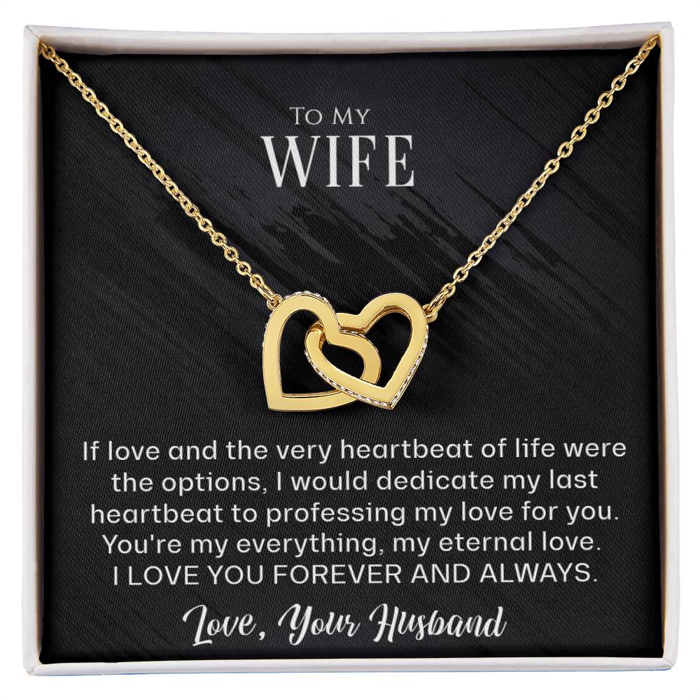 To My Wife - The very heartbeat - Interlocking Hearts Necklace*