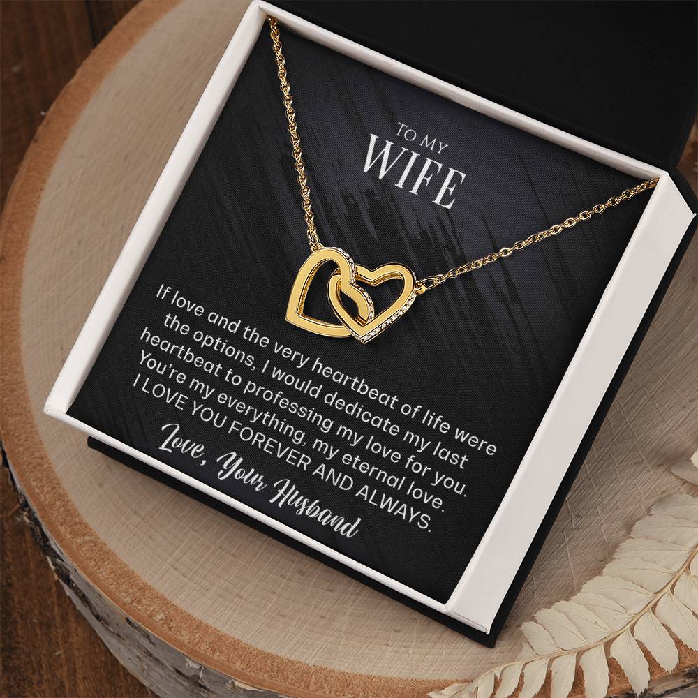 To My Wife - The very heartbeat - Interlocking Hearts Necklace*