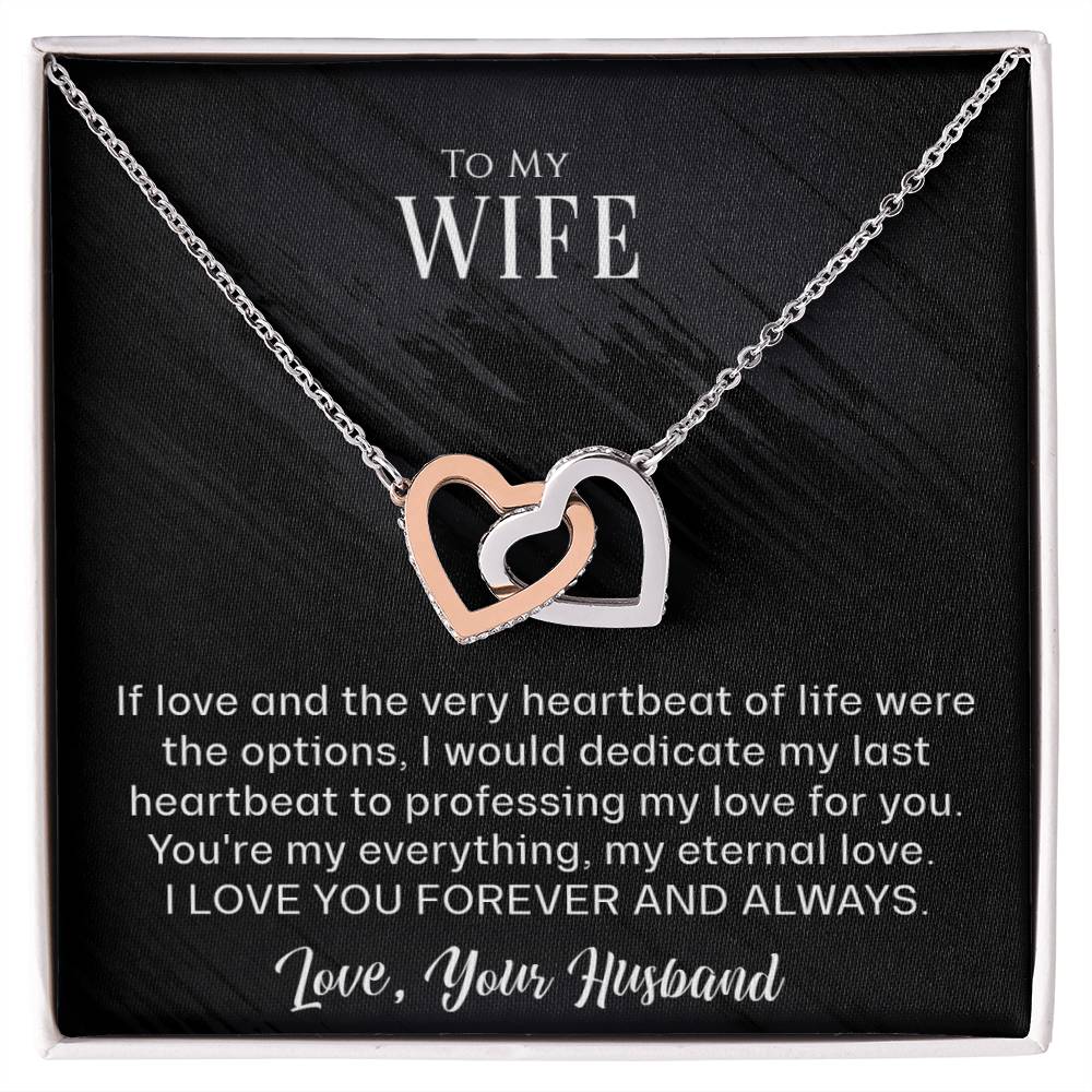 To My Wife - The very heartbeat - Interlocking Hearts Necklace*