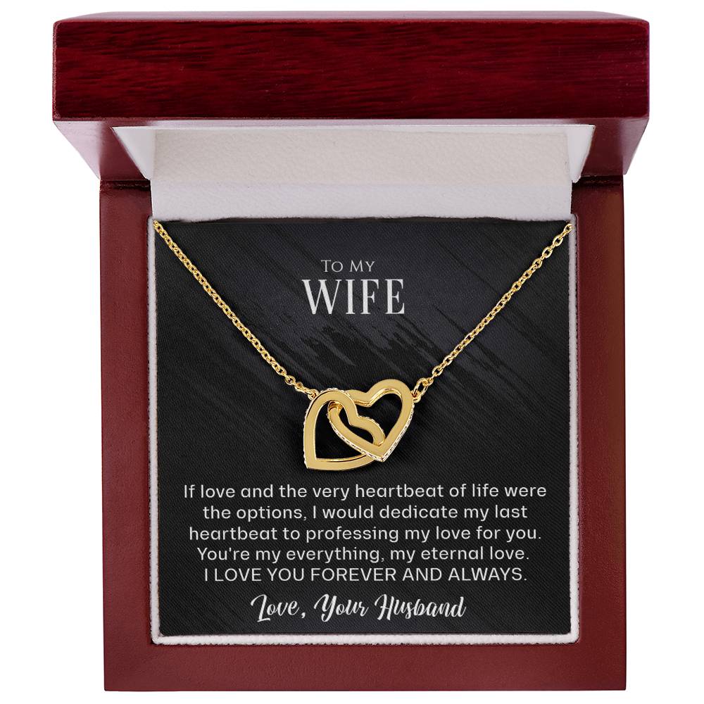 To My Wife - The very heartbeat - Interlocking Hearts Necklace*