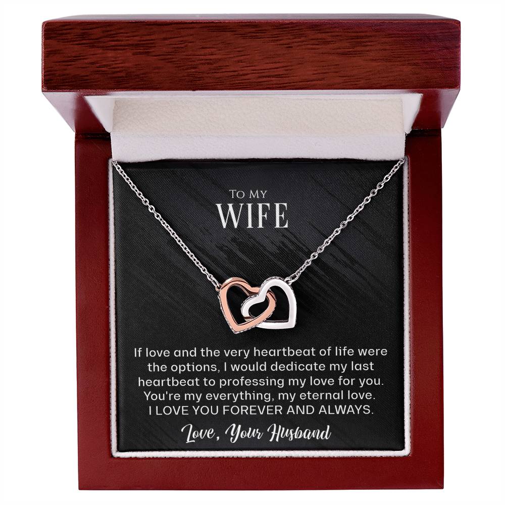 To My Wife - The very heartbeat - Interlocking Hearts Necklace*