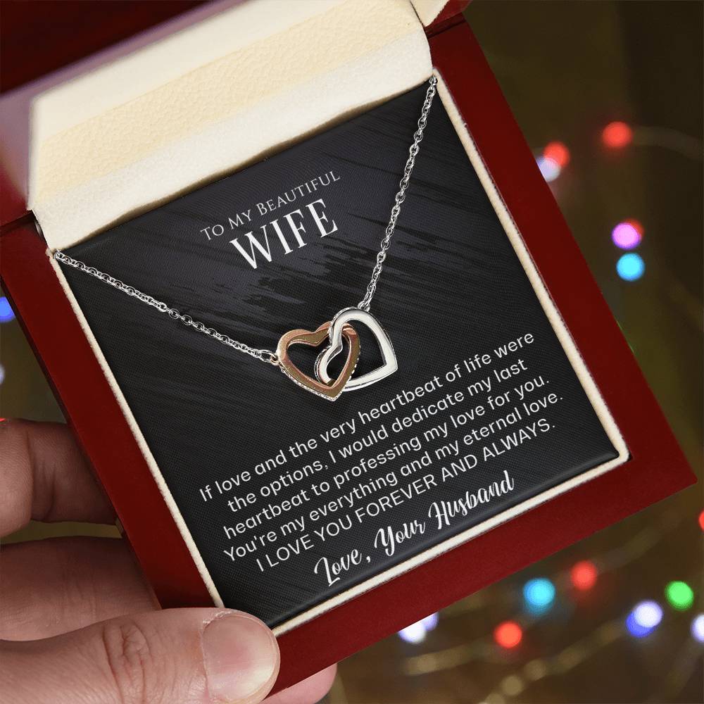 To My Beautiful Wife - The very heartbeat - Interlocking Hearts Necklace*