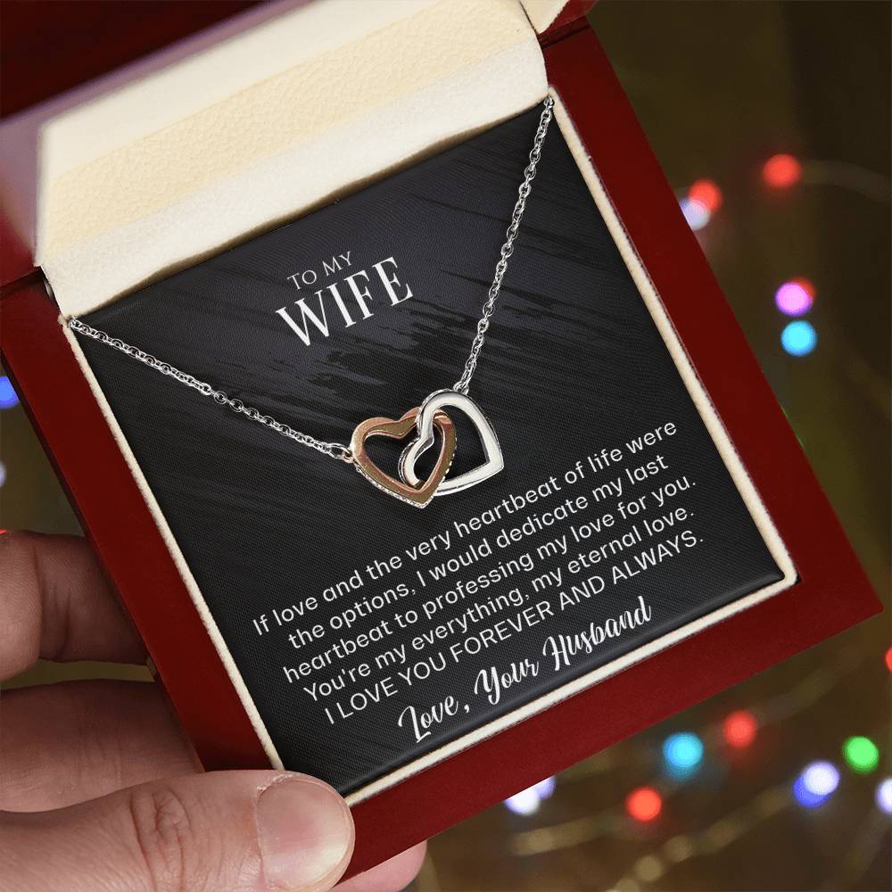 To My Wife - The very heartbeat - Interlocking Hearts Necklace*